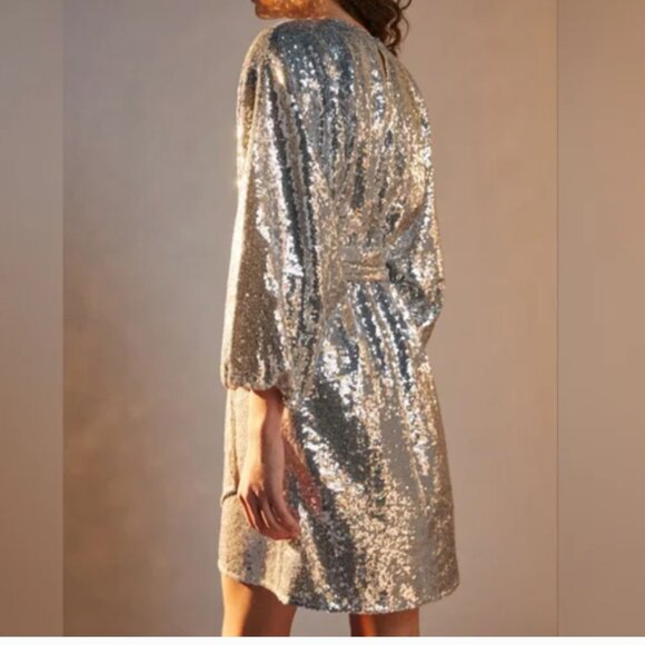 Anthropologie Lisabette Sequins Mini Dress New Year's Eve Cocktail Barbiecore - Picture 3 of 14